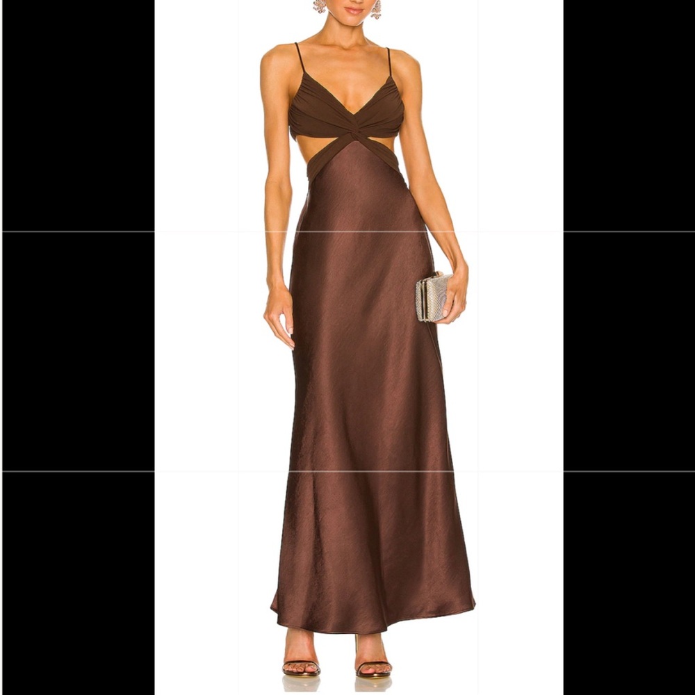 BEC & BRIDGE Nadia Twist Maxi Dress in Chocolate